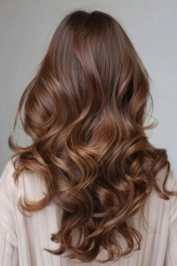 Hazelnut brown hair with golden ends.