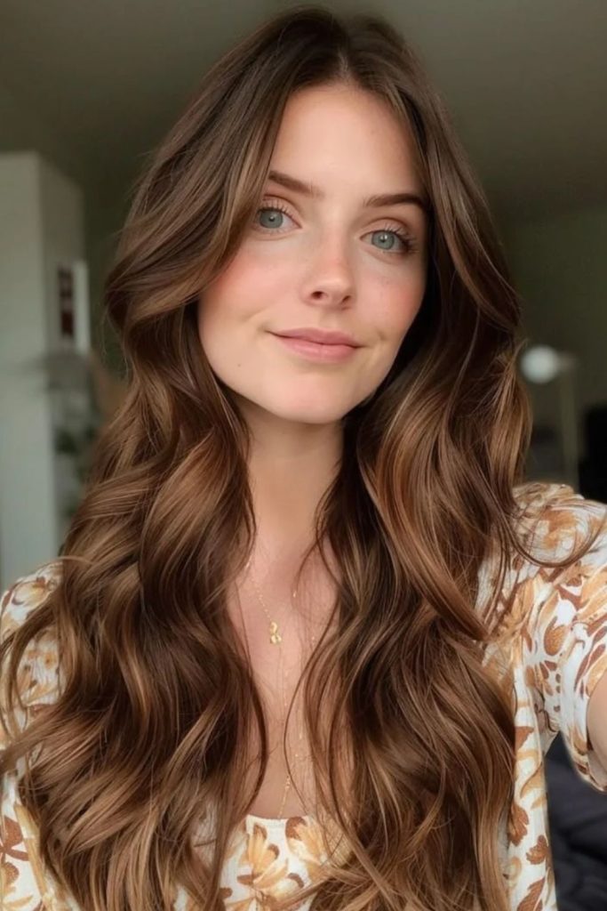 Hazelnut chestnut brown blended highlights