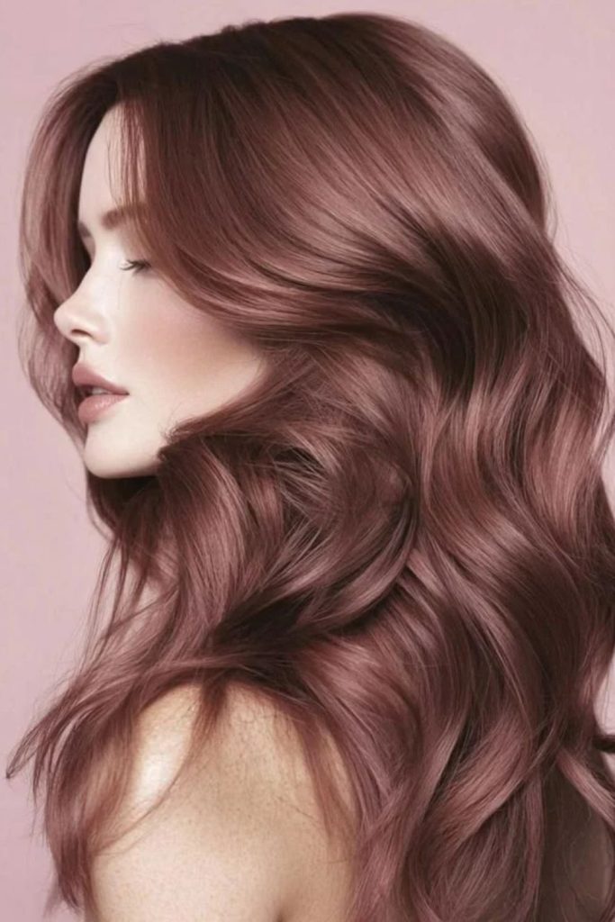 Hazelnut rose brown romantic hair color.