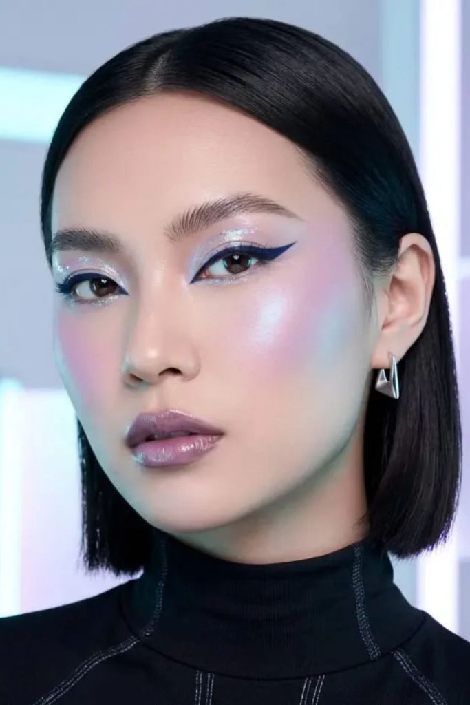 Holographic Midnight Muse futuristic multichrome makeup