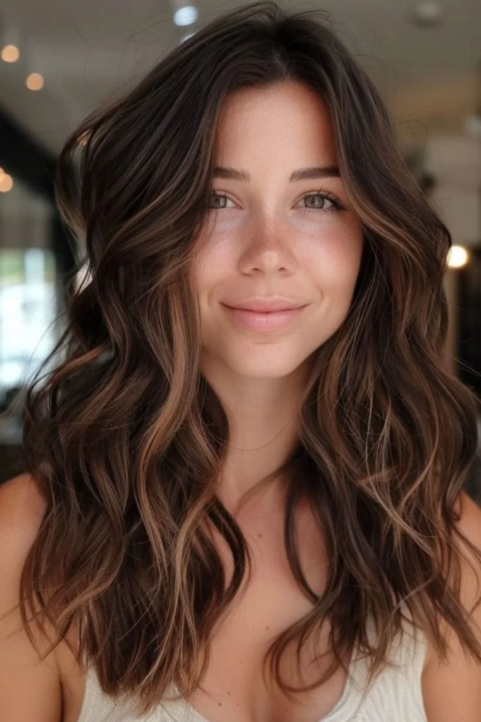 Hot cocoa brunette with delicate babylights.