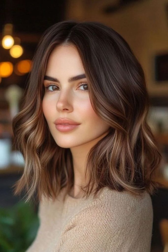 Chocolate cocoa ombre with lighter ends.