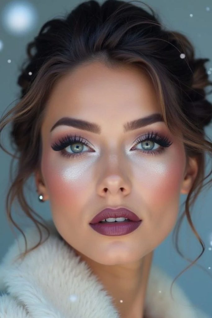 Icy berry winter fairy makeup.