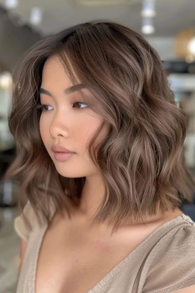 Iced chestnut brown sleek hair