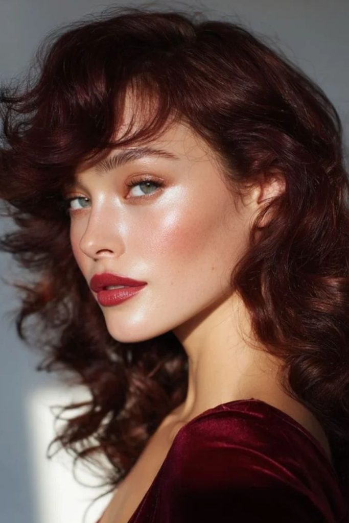 Icy cherry cola makeup with shimmer.