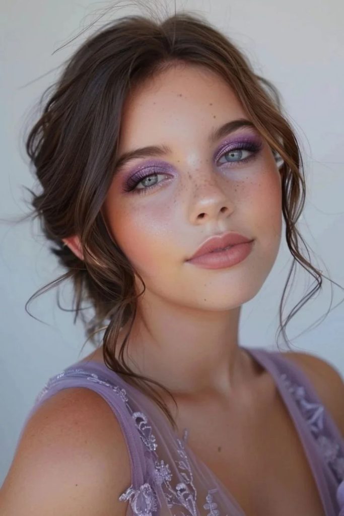 Lavender Glitter Dream whimsical purple makeup