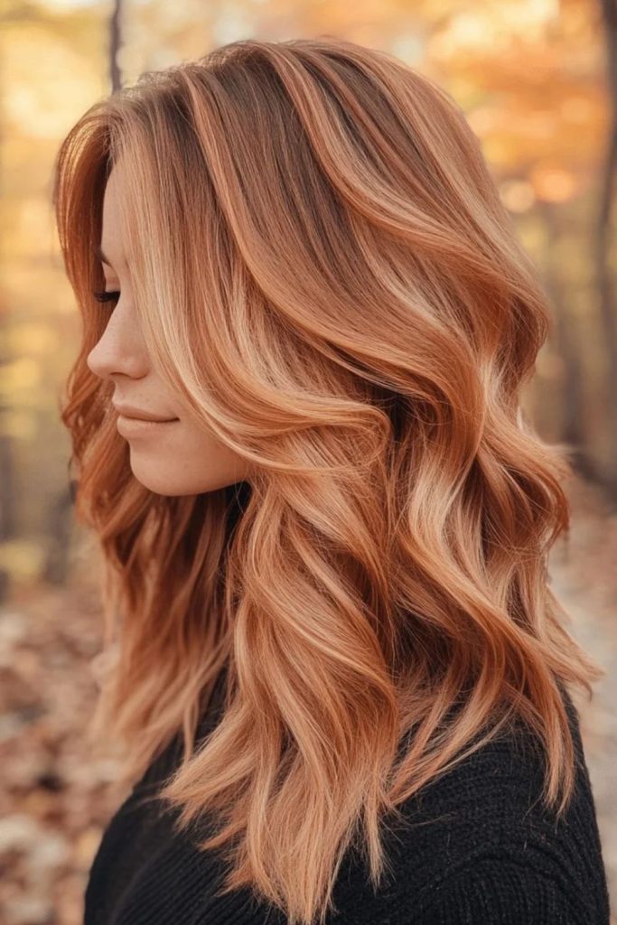 Luminous gingerbread balayage with warm dimensional highlights.