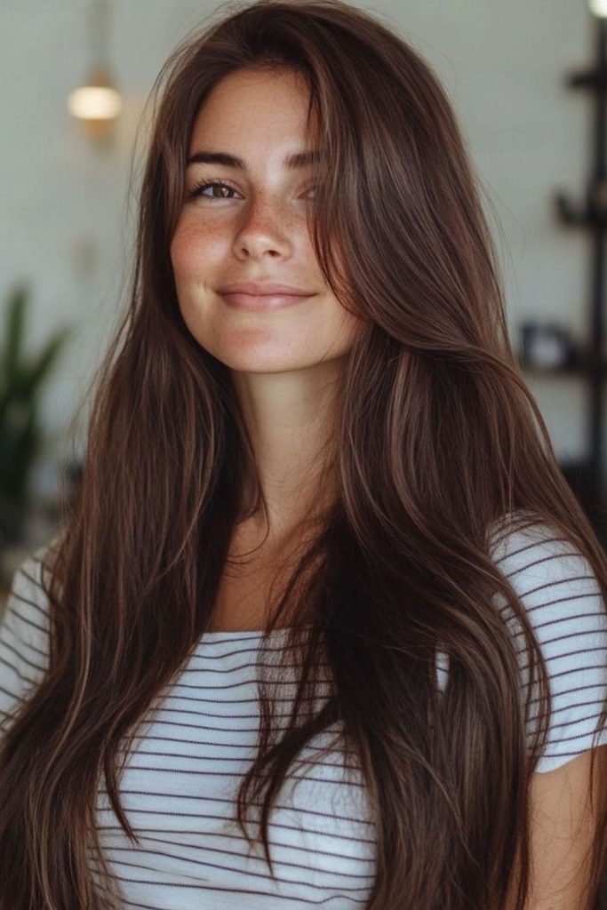 Glossy Maple Brown Monochromatic Brunette Hair