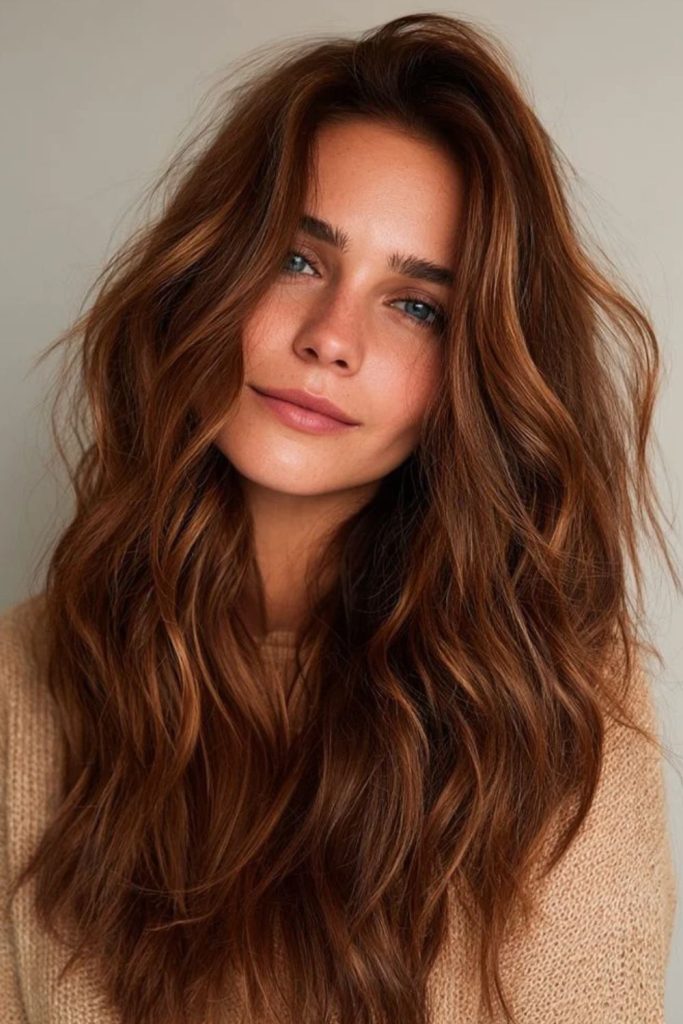 Maple Brown Luxe Waves with Warm Dimension