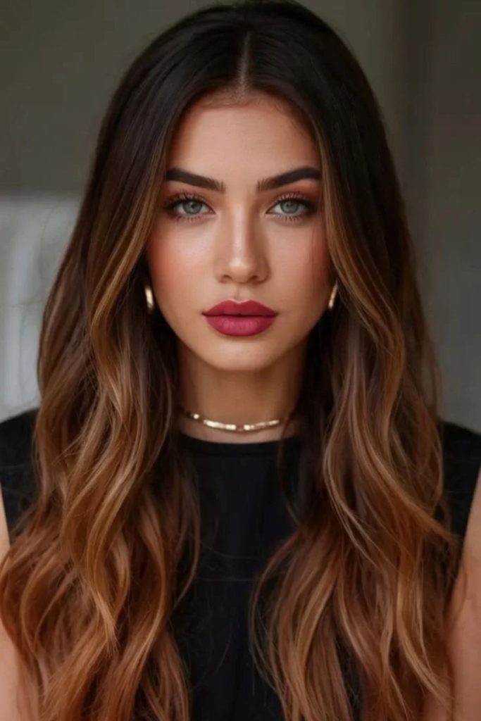 Maple Brown Ombre with Caramel Ends