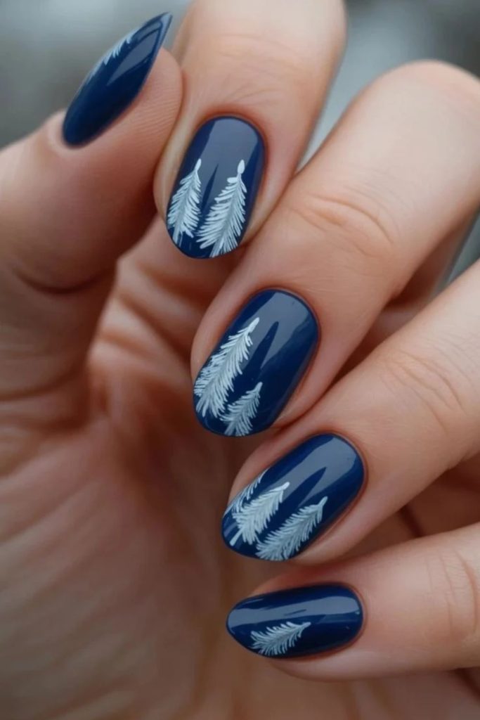 Midnight blue mountain ski nails.