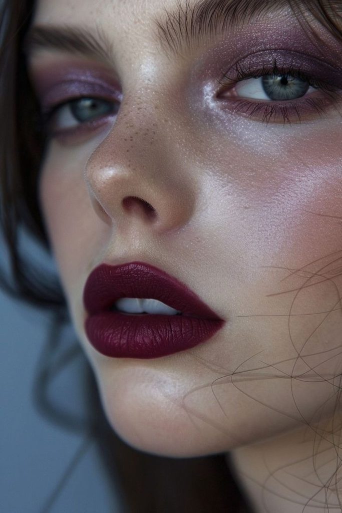 Midnight smoky plum fairy makeup.