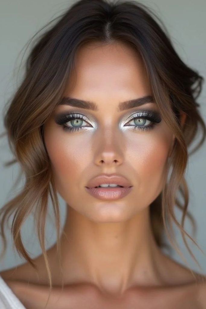 Midnight Starburst Glam with silver shimmer.