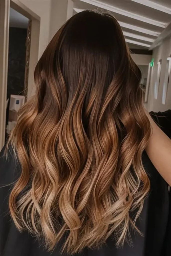 Milk chocolate ombre with lighter ends.