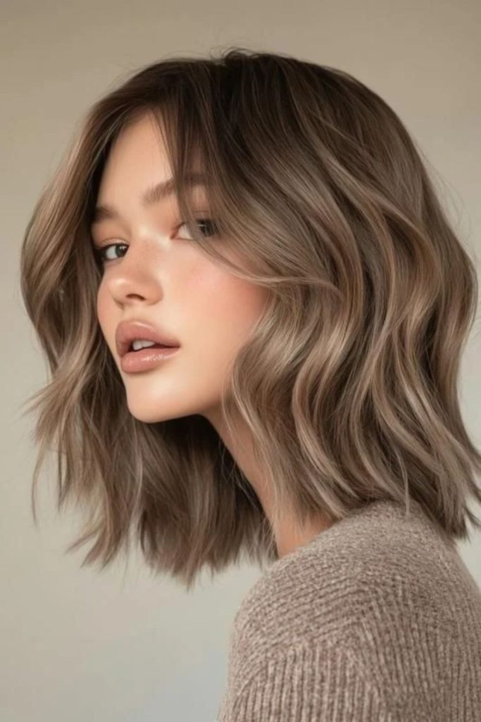 Champagne highlights on chocolate brunette hair