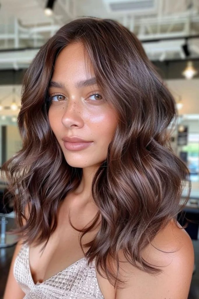 Copper glaze on milk chocolate hair