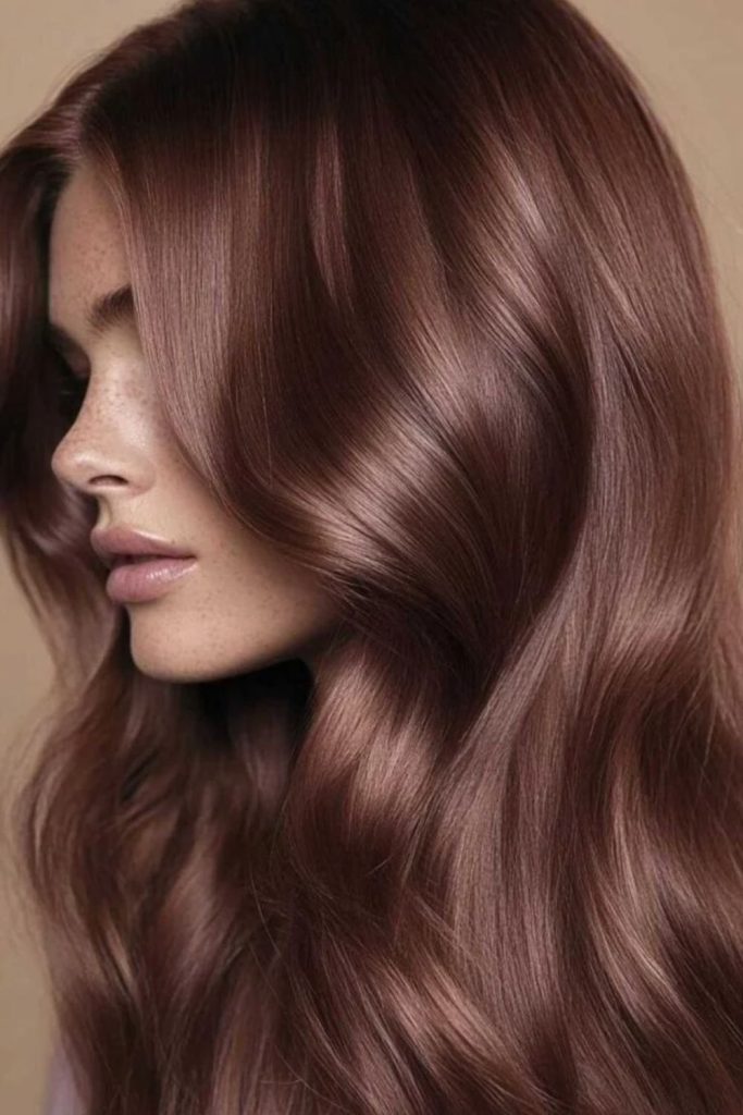 Rose brown milk chocolate hair color.