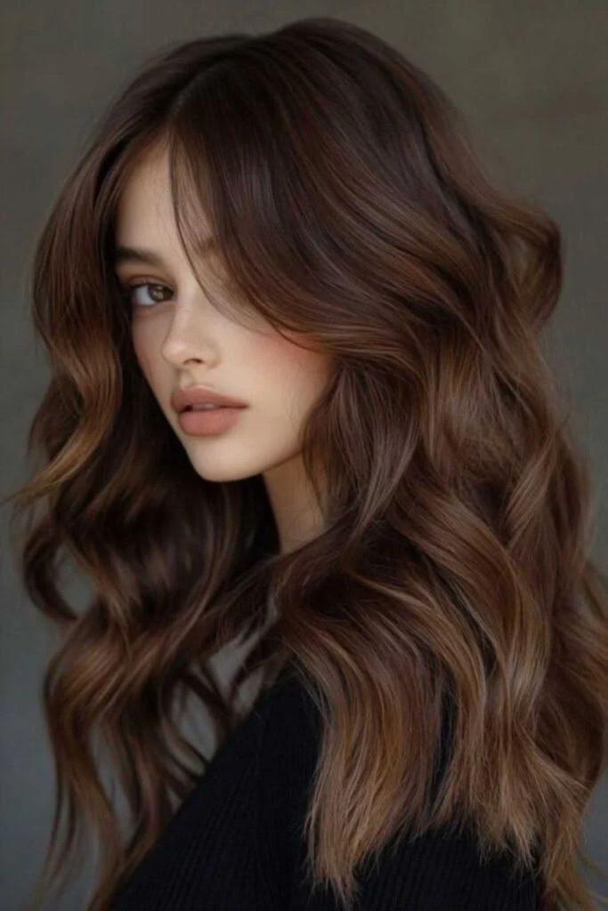 Mocha brown ombre with lighter ends.