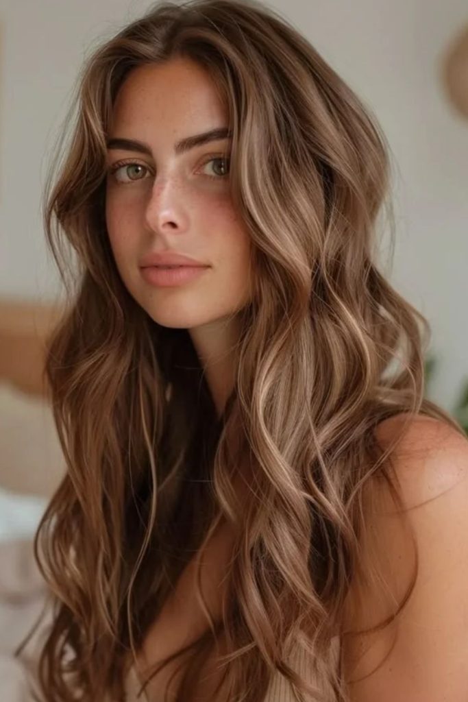 Multidimensional hazelnut bronde with golden blonde accents.