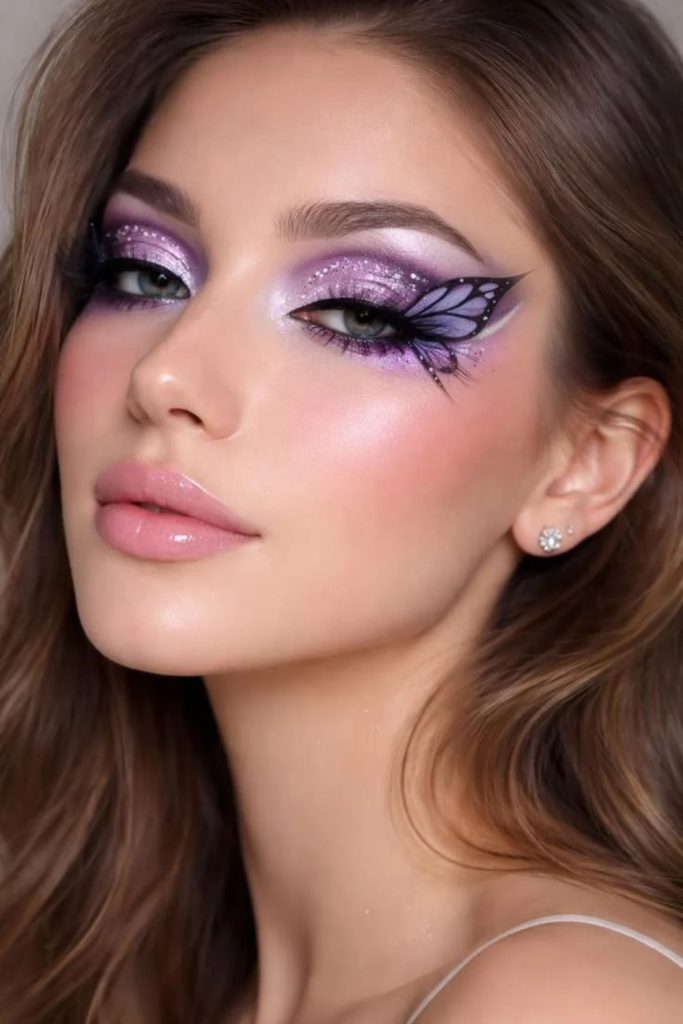Plum butterfly inspired fairy makeup.