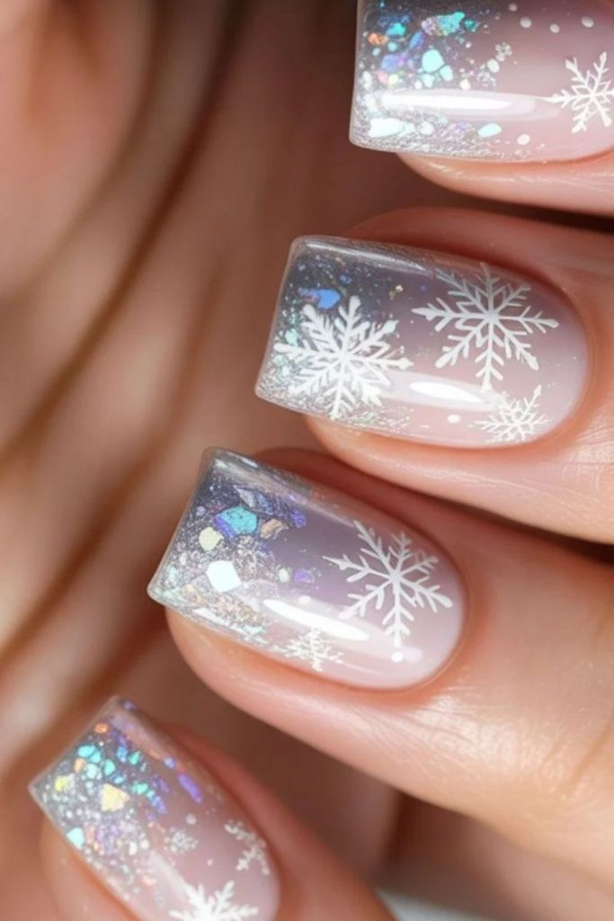 Powder snow mountain peak ski nails.