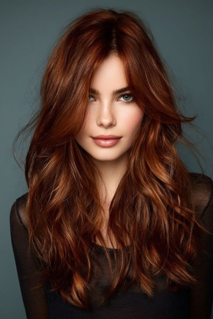 Rich chestnut gingerbread hair with warmth.