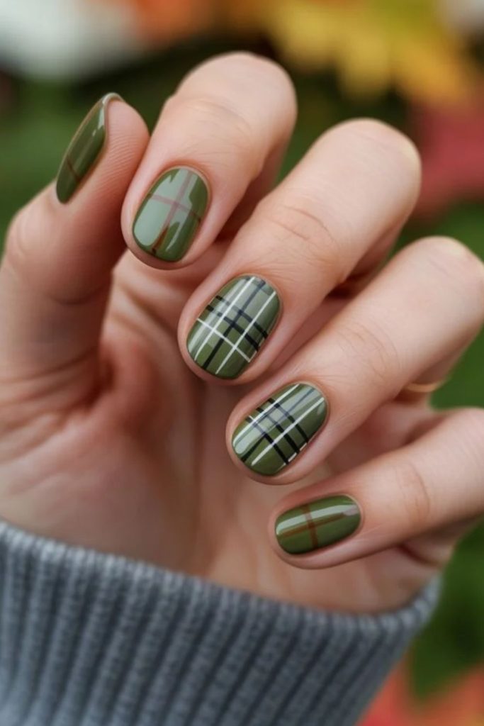 Rustic lodge plaid winter ski nails.
