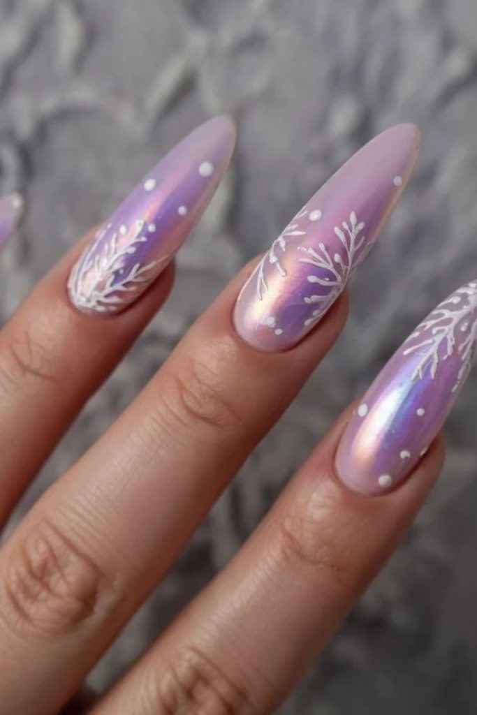 Sparkling ski lift inspired winter nails.
