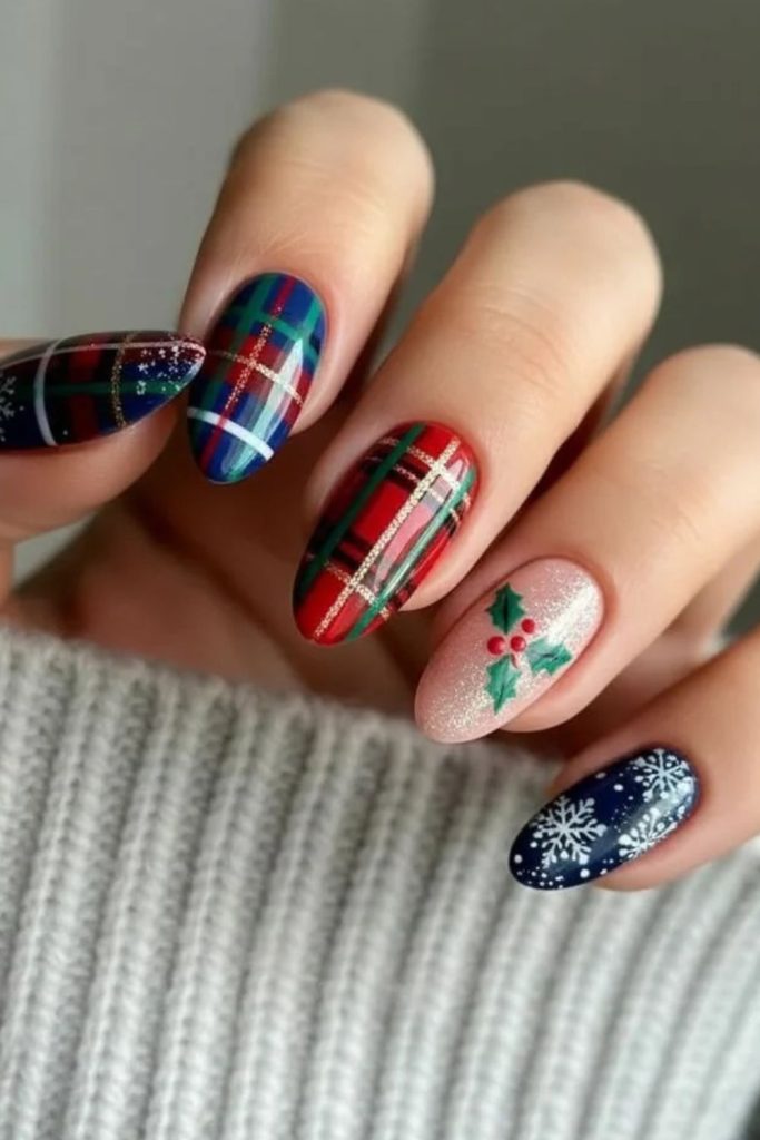 Fair Isle ski sweater inspired nails.
