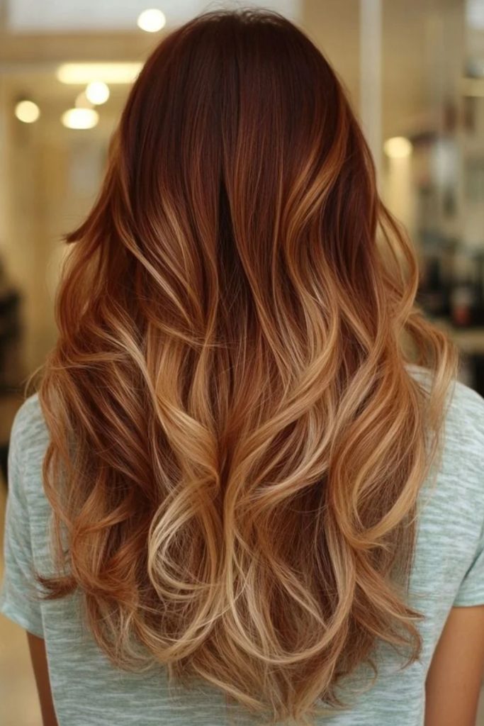 Soft gingerbread ombre with copper tips.