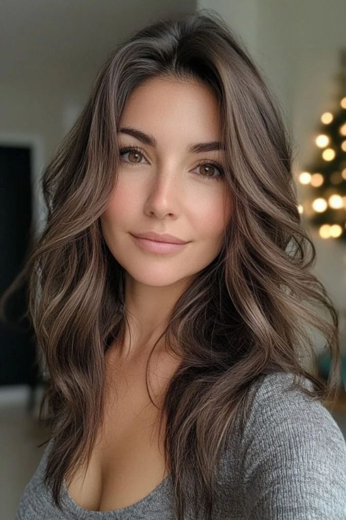 Soft mushroom cocoa brunette hair color.