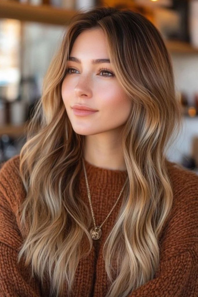 Toffee root shadow with caramel lengths.