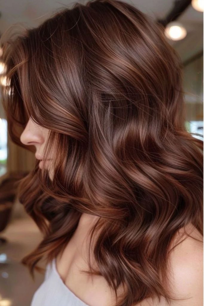 Velvet chestnut brown glossy hair